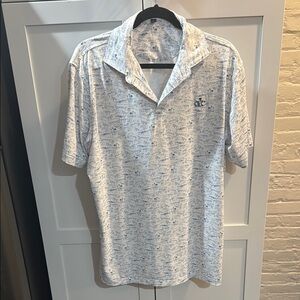 Peter Millar Men's White and Blue Tropical Golf Shirt size L